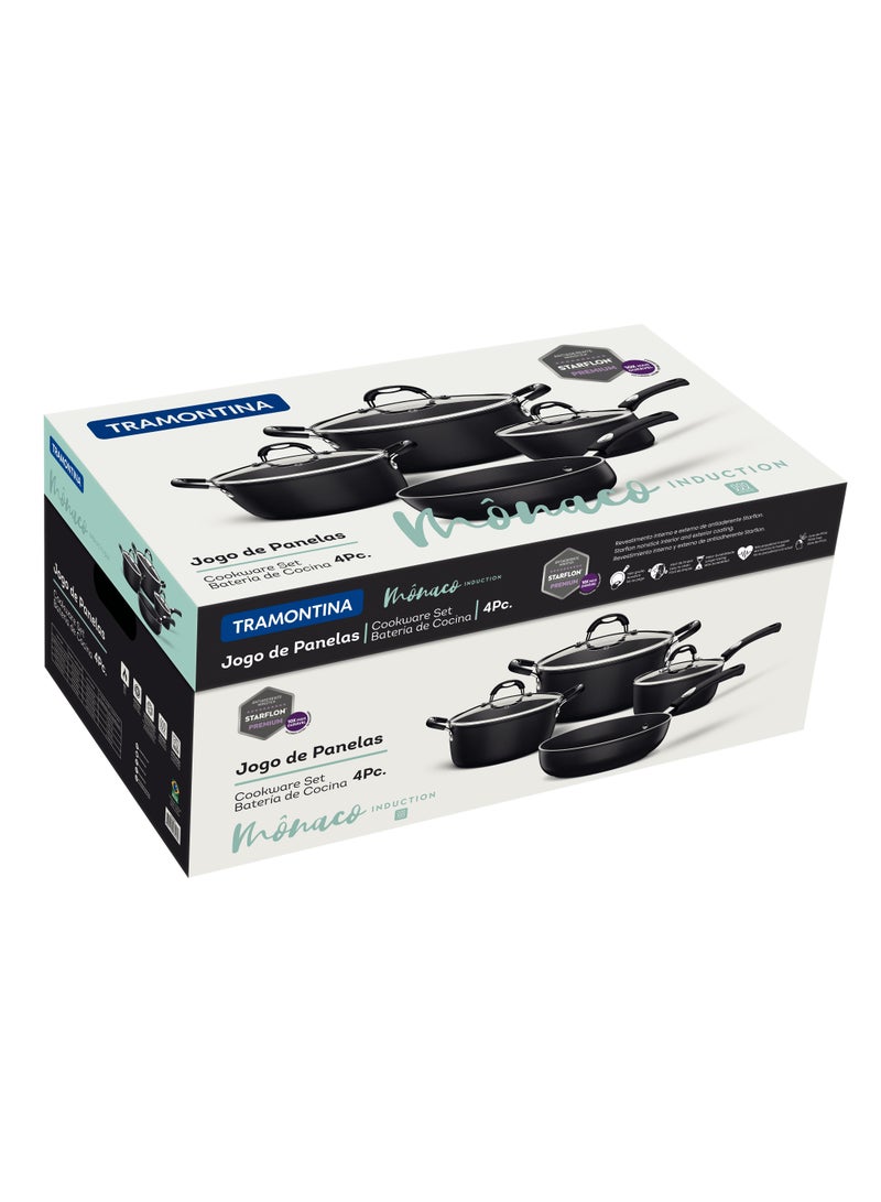 TRAMONTINA Monaco Induction 7 Pieces Black Aluminum Cookware Set with Interior and Exterior Starflon Premium PFOA Free Nonstick Coating - Image 3